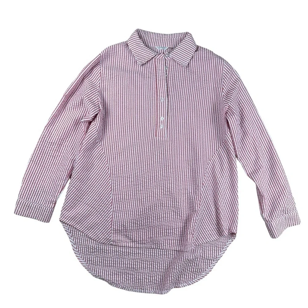 Kaktus Striped Long Sleeve Collared Top